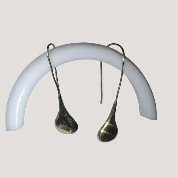 Teardrop Hook Earrings Long Sterling Silver Inch and Half Adjustable Bends - Picture 5 of 11